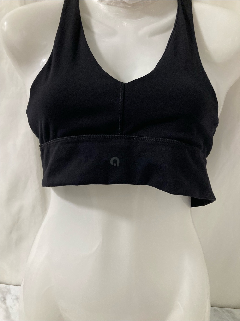 All in Motion Black Sports Bra Scoop Neck Longline Activewear
